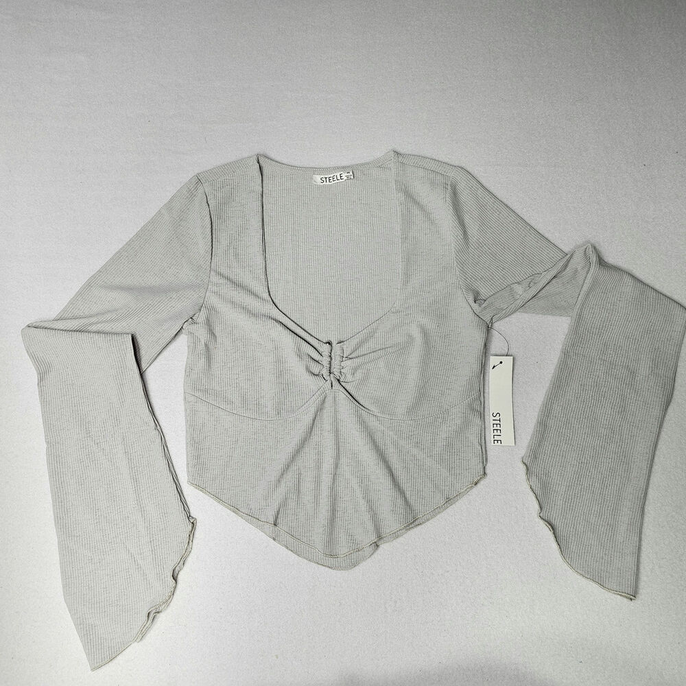 Steele Spencer Top Grey Silver Cropped Size Medium‎